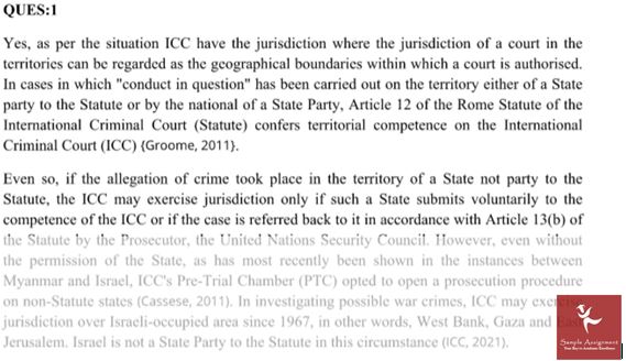 International Criminal Law Assignment Question Answer