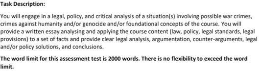 International Criminal Law Assignment Question