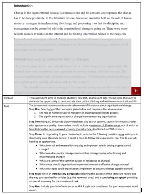 Organisational Change Management Assignment Question