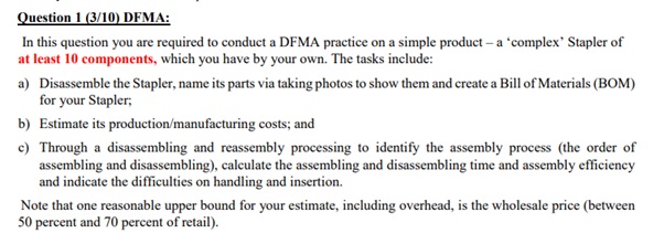 a sample question solved by our mechatronics design homework helper