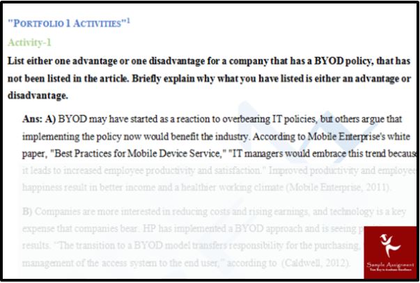 byod assignment answer sample