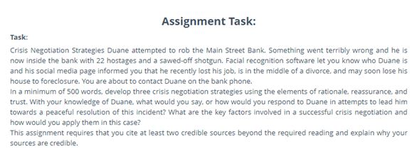 crisis negotiation strategies report writing Help