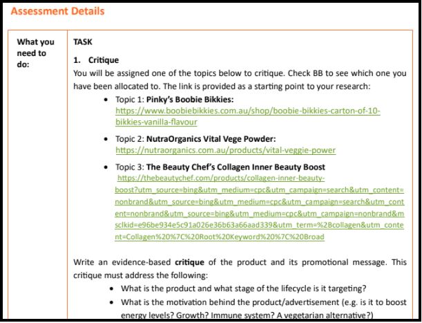 food science assignment sample