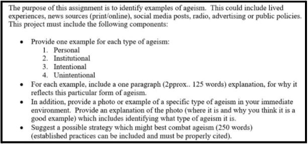 gerontology assignment sample