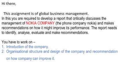 global business management assignment sample