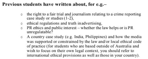 graduate diploma of journalism assignment sample question