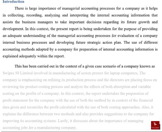 managerial accounting assignment solutions