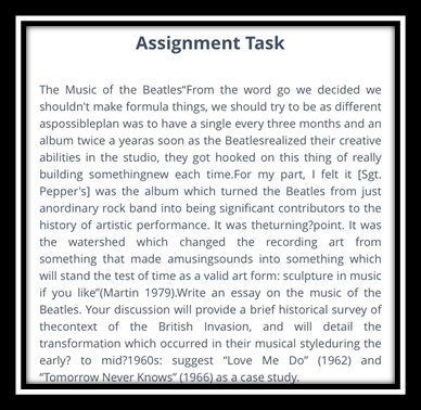 music sample assignment task