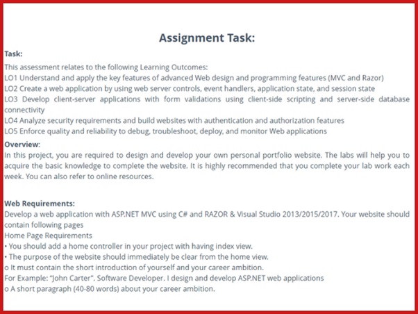 online application developer homework sample task