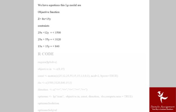 online linear progamming assignment sample
