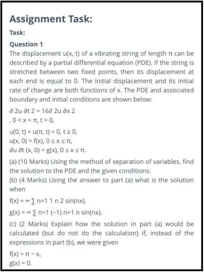 partial differential equation assignment sample