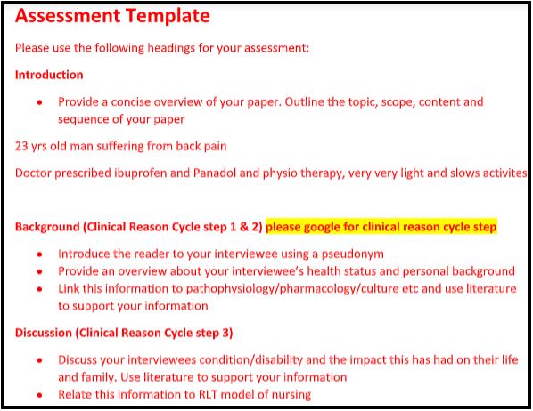 physiotherapy assignment sample