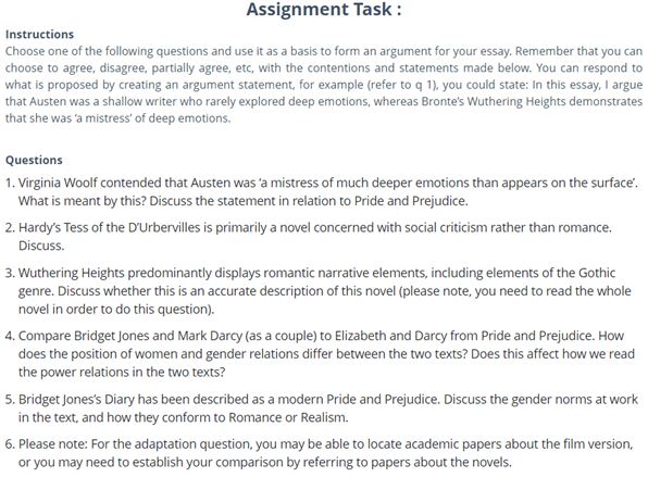 pride and prejudice essay writing sample