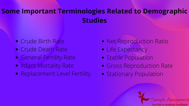 some important terminologies related to demographic studies