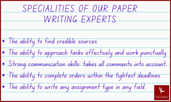 specialities of our paper writing experts