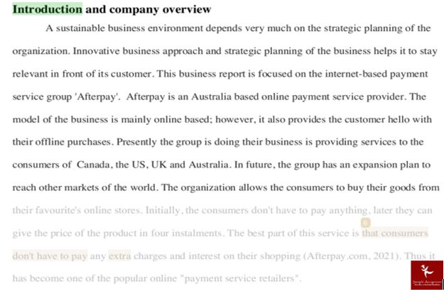 Afterpay Touch business model assignment question Answer