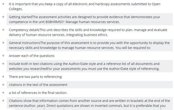 BSB50618 diploma of human resources management assignment