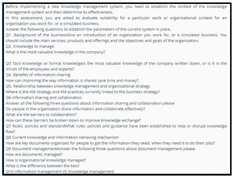 BSBINM501 establish context for KMS assignment