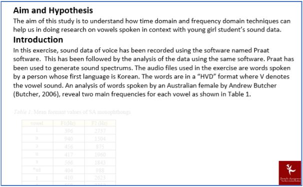 audiology homework sample solution