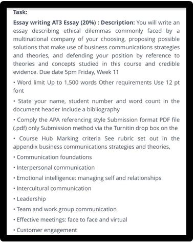 business communication homework help USA task