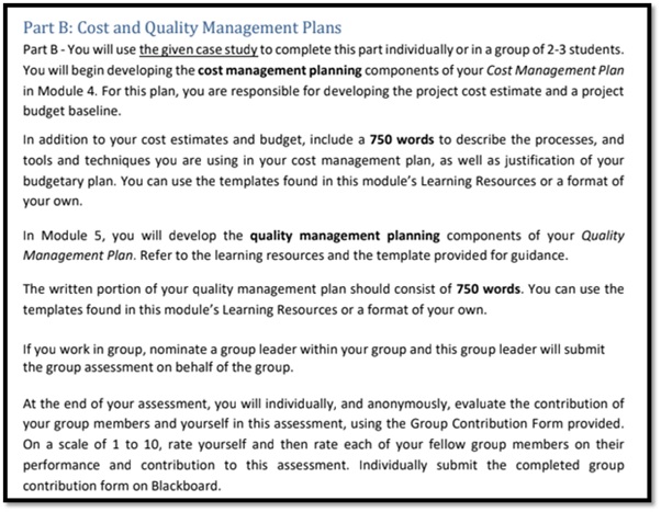 cost planning assignment question