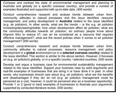 environmental planning assignment report