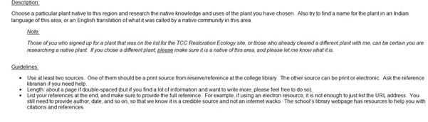 ethnobotany homework help sample question