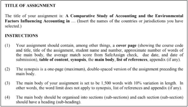 international accounting homework sample