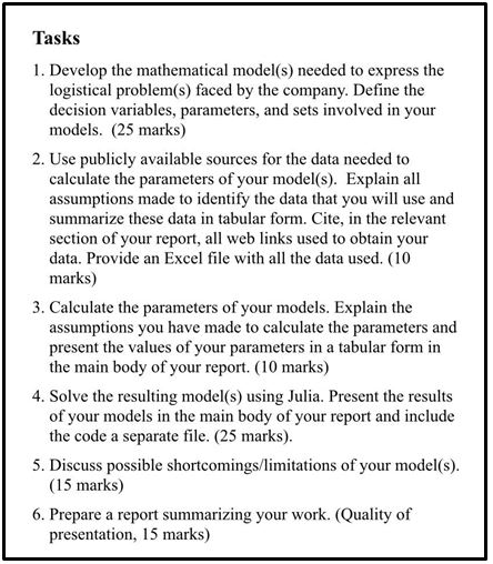 logistics and transportation analytics coursework help tasks