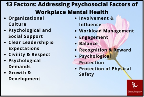 psychosocial factors of workplace mental health 13 factors