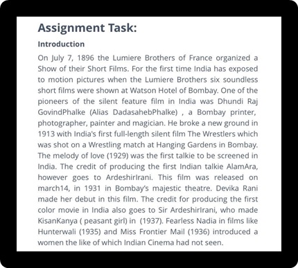 theatre assignment sample task