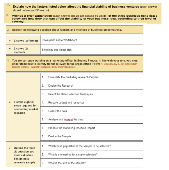 certificate IV in entrepreneurship and new business assignment