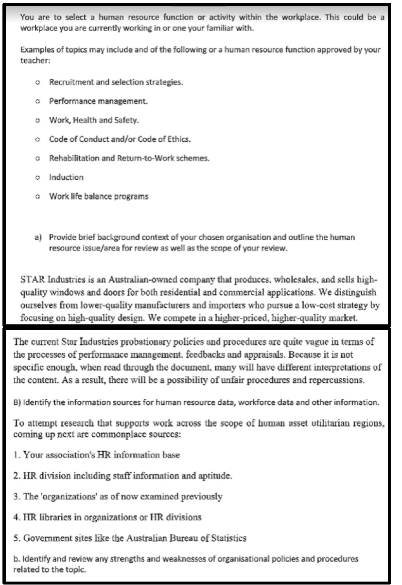 BSB41015 certificate IV in human resources assessment answer assignment