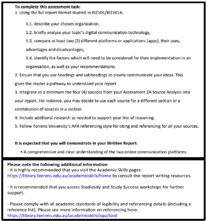 biz101a business communications assessment answer sample question