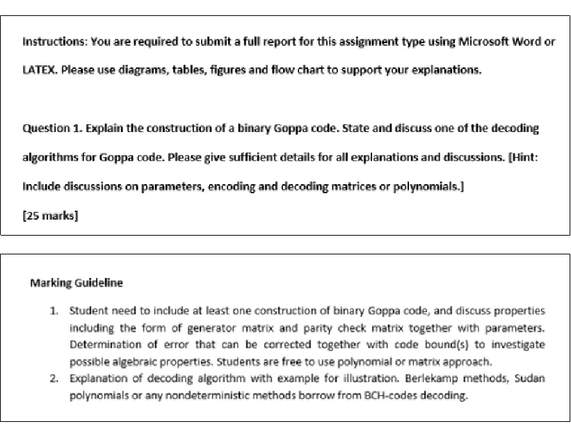 coding theory homework help sample assignment