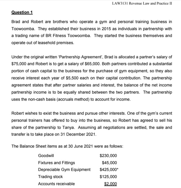 law31131 revenue law and practice assessment answer sample question