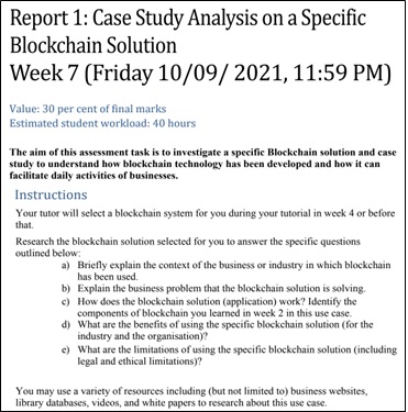 accg2065 blockchain for business assessment answer sample assignment