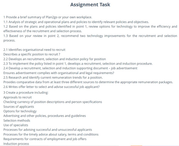 bsbhrm506 manage recruitment selection and induction processes assessment answer sample assignment