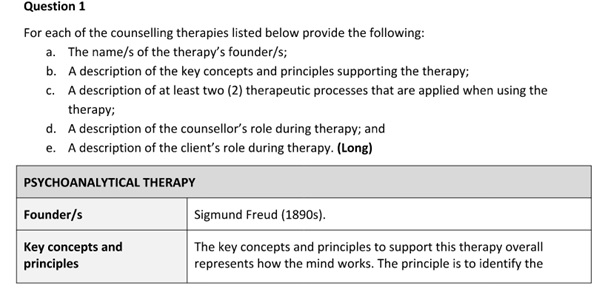 chc51015 diploma of counselling assessment answer sample question