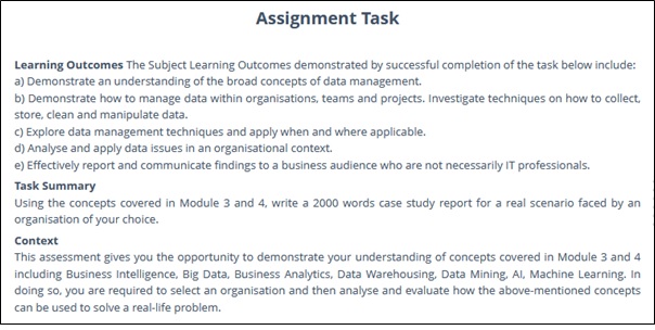 data management and analysis assignment help sample