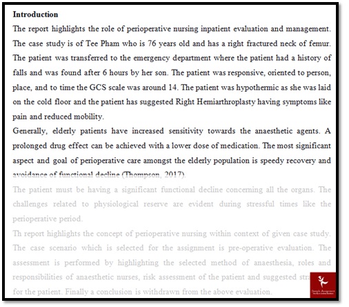 perioperative nursing assignment help sample assignment solution