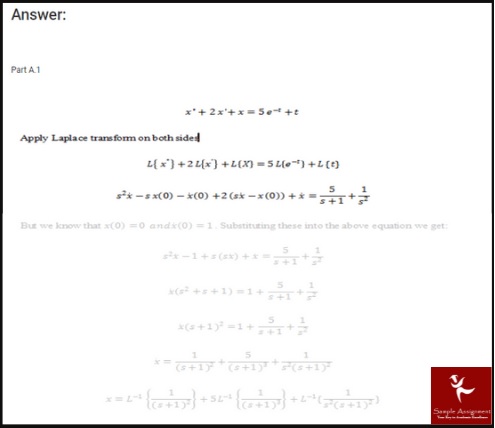 Math314 differential equations and mechanics assessment answer assignment solutions