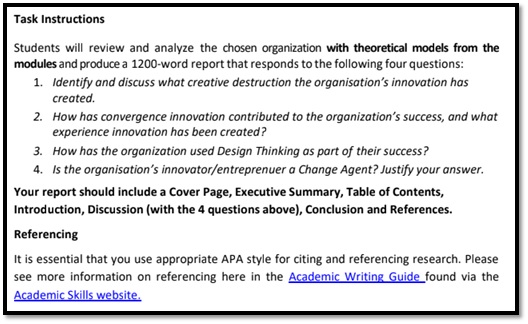 biz301 organizational creativity and innovation assessment answer sample assignment