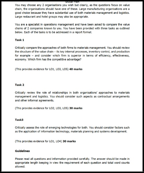 gm702 operations management assessment answers sample assignments