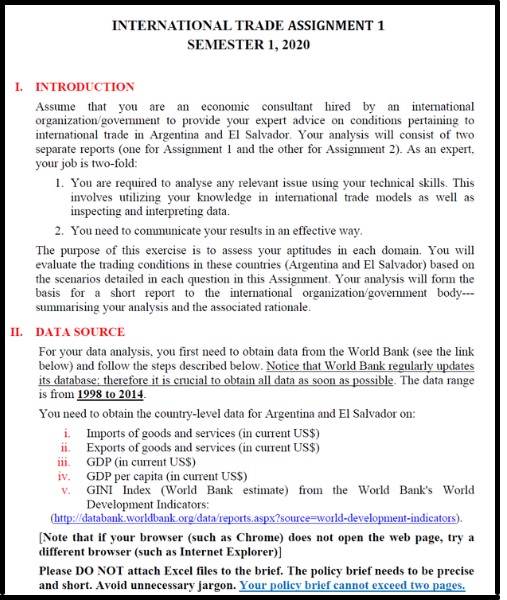 hc1072 economics and international trade assessment answer sample assignment