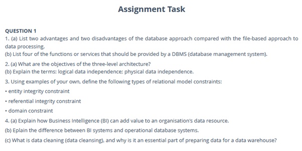 high school database management system assignment help assignment