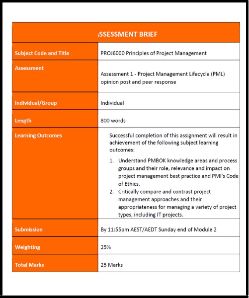  principles of project management assessment answer sample assignment1