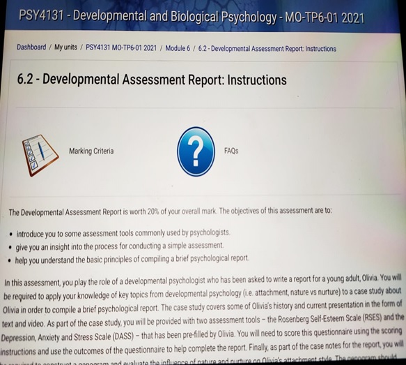 psy4131 developmental and biological psychology assessment answers sample assignment