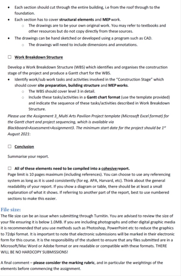 ARBE1305 construction technology sequencing and representation assessment answer sample assignment 2