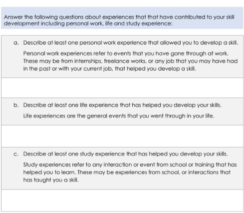 BSBPEF101 plan and prepare for work readiness assessment answer sample assignment 1